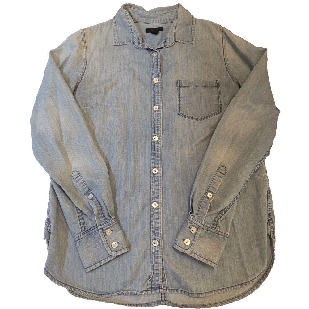 J.Crew Chambray Button Down Shirt Women's Size 4 Light Wash 100% Cotton Classic